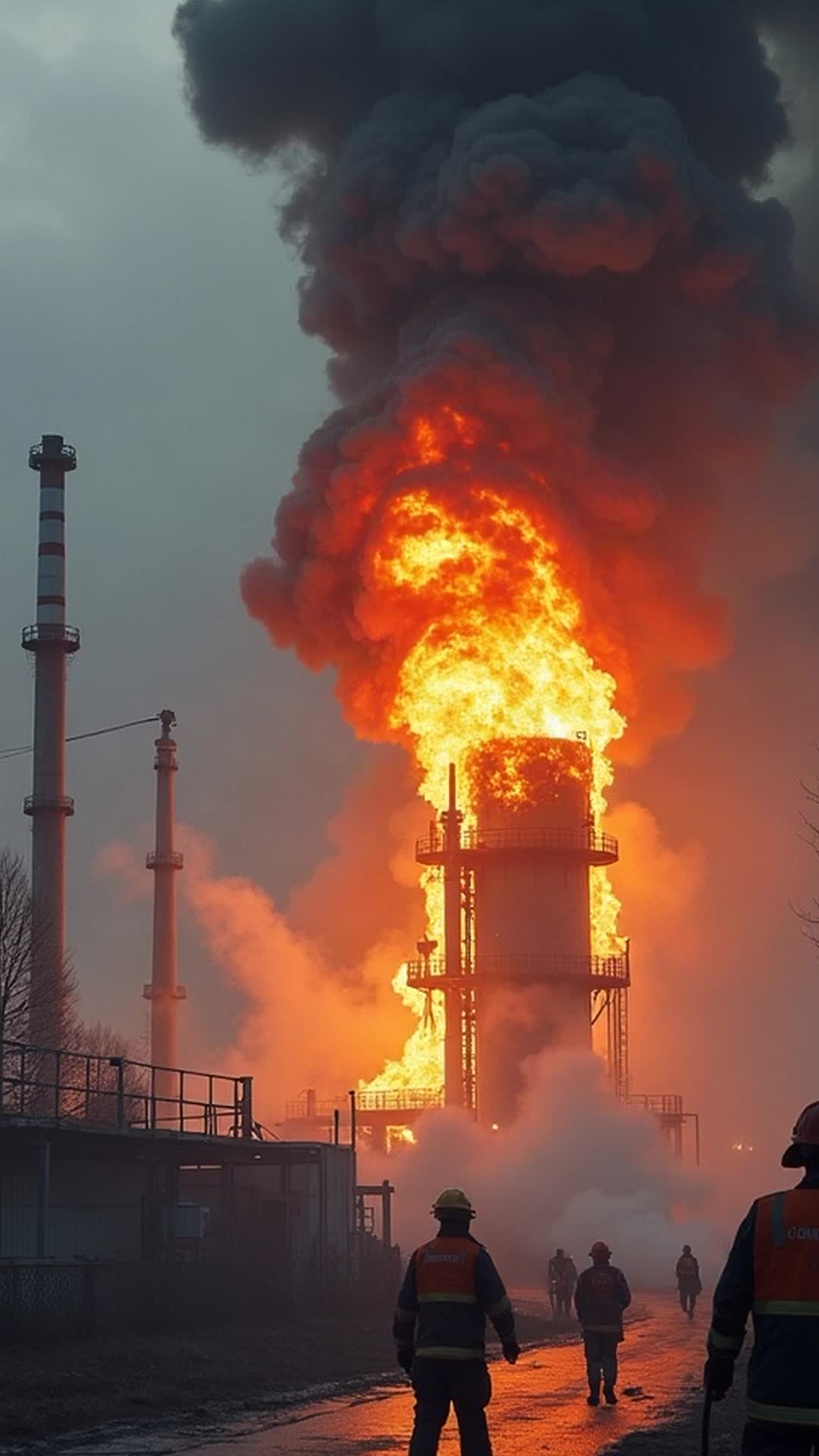 ⁣Russian Oil Refinery Hit by Suspected Drone Attack